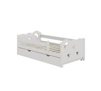 VitaliSpa Lit pour Enfant Jessica, Blanc, 70x140 cm | avec tiroir, sans matelas, extensible en lit d’appoint pour jeunes, combinable avec la série Jessica
