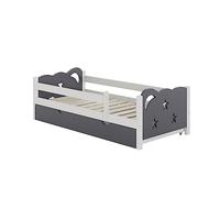 VitaliSpa Lit pour Enfant Jessica, Gris, 80x160 cm | avec tiroir, sans matelas, extensible en lit d’appoint pour jeunes, combinable avec la série Jessica