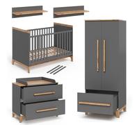 VitaliSpa Set de Chambre d'enfant Malia, Gris/chêne, Lot de 4, adapté à l’Extension avec d’Autres Meubles Malia