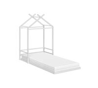 VitaliSpa Vicco Lit cabane Roofy, Blanc, 90x200 | avec matelas