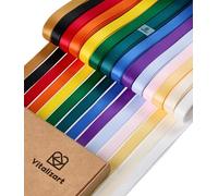 Vitalizart ruban de satin 0,95 cm x 70 m, 14 couleurs foncées, tissu double face pour emballage cadeau et travaux manuels, ruban arc-en-ciel soyeux bouquet décoration