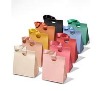 Vitalizart Sacs Cadeau Mini 10 Couleurs Assorties Anses Ruban, Lot 10 | Sacs Réutilisables Emballage-Cadeau, Friandises, Anniversaire, Noël, Sachets Cadeaux 12,5 cm × 7,5 cm × 15,2 cm