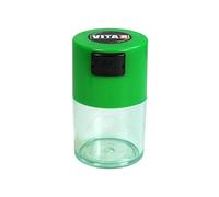 Vitavac Récipient de rangement portable hermétique multi-usage pour produits secs, aliments et herbes aromatiques Bouchon vert et corps transparent 5 g à 20 g