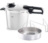 Vitavit Premium/Casserole à pression (6 L, diamètre 22 cm) : Casserole à vapeur en acier inoxydable, 4 niveaux de cuisson, avec insert. Fabriqué en Allemagne, compatible avec les plaques à induction