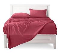 Viterbo Biancheria - Parure de lit double percale en coton de haute qualité, 1 drap housse 180 x 200 + 25, 1 drap plat 240 x 290, 2 taies d'oreiller 50 x 80 (Bordeaux)
