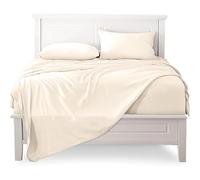 Viterbo Biancheria - Parure de lit simple en coton percale de haute qualité, 1 drap housse 90 x 200 + 25, 1 drap plat 160 x 290, 1 taie d'oreiller 50 x 80 (crème)