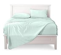 Viterbo Biancheria - Parure de lit simple en coton percale de haute qualité, 1 drap housse 90 x 200 + 25, 1 drap plat 160 x 290, 1 taie d'oreiller 50 x 80 (eau)