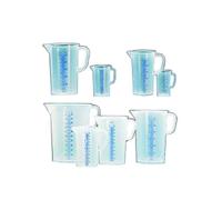 Vitlab 443081 Verres Doseurs Mesureur Cuisine, Gobelet Doseur Polypropylène, Échelle Bleue en Relief, 2000 mL, Lot de 6