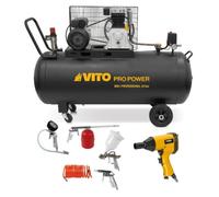 Compresseur d'air 200L 10Bar 400L/min hoc pneumatique 310Nm + Outils de Gonflage Soufflage Peinture Garage Atelier VITO