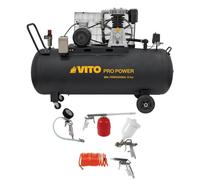 Compresseur d'air 300L 10Bar 4kW 500L/min + 5 Outils pneumatiques Kit Complet Gonflage Soufflage Peinture Garage Atelier VITO