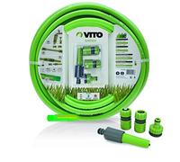 VITO - Kit d'arrosage Jardin 19mm 25m PVC renforcé avec Lance Multi Jet+ 2 raccords Auto+ Nez de Robinet