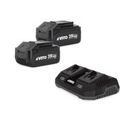 Pack 2 Batteries Lithium 20V 4.0Ah + Chargeur double Gamme sans fil LI VITO