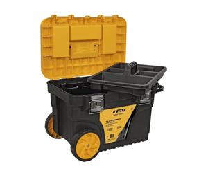 VITO Valise à outils VIMT25A - Poignée amovible et extensible - Plateau à outils amovible - Couvercle avec 1 compartiment de rangement - Fermetures métalliques très résistantes
