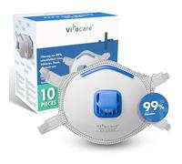 vitocare FFP3 Masque avec valve au choix 5x, 10 ou 20 masques respiratoires avec arceau nasal réglable, masque anti-poussière avec forme ergonomique, protège-dents avec micro-filtre aérosol (10)