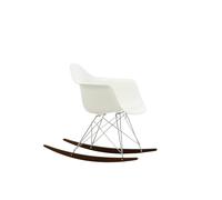 Vitra Chaise à bascule RAR Eames Plastic - blanc - chromé - Patins Érable foncé
