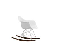 Vitra Chaise à bascule RAR Eames Plastic - coton blanc RE - chromé - Patins Érable foncé