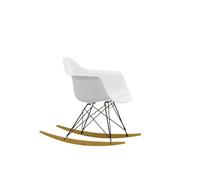 Vitra Chaise à bascule RAR Eames Plastic - coton blanc RE - noir - Patins Érable jaune
