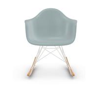 Vitra Chaise à bascule RAR Eames Plastic - gris polaire RE - blanc - Patins Érable jaune