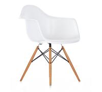 Vitra Eames Plastic DAW Chaise de Salle à Manger Blanche/Érable Doré