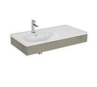 Vitra Equal set de lavabo pour meuble 66040 100x52cm, avec lavabo pour meuble asymétrique, blanc VC, avec panneau en bois béton