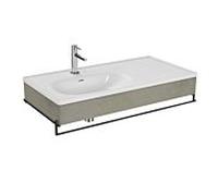 Vitra Equal set de lavabo pour meuble 66041 102,5x52cm, avec lavabo pour meuble asymétrique, blanc VC, avec panneau en bois béton