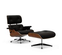 Vitra Lounge Chair & Ottoman - poli - Cuir premium F chocolat - VitraNussbaumNatur