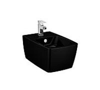 Vitra Metropole bidet mural 5675B470-1046 36x56cm, avec trop-plein, 1 trou pour robinetterie au milieu, noir brillant VC