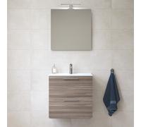 Vitra - Mia ensemble avec meuble préassemblé 59x61x39,5 cm + miroir + lavabo en céramique + éclairage LED, Cordoba (MIASET60C)