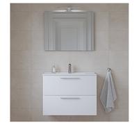 Vitra - Mia ensemble meuble 79x61x39,5 cm avec miroir, lavabo et éclairage LED, Blanc brillant (MIASET80B)