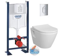 Vitra - Pack WC Bâti Autoportant Rapid SL + WC sans bride Integra + Abattant softclose + Plaque chrome
