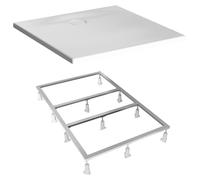 VitrA Receveur acrylique ultra-plat LEAF 90x90cm Blanc texturé, PN 24, classe C + set de pieds