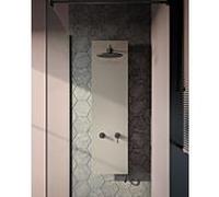 Vitra Système de douche Origin A45806 d = 250mm, avec douche à effet pluie, corps en verre noir / raccords en cuivre