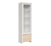 Vitrine 1 porte 2 tiroirs Petits-meubles - Soren - 56 x 40 5 x 200 5cm - Bois et Blanc