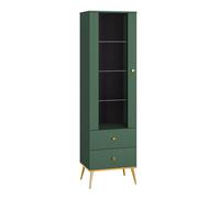 Vitrine 1 porte 2 tiroirs Petits-meubles - Thalia - 55 x 40 x 190cm - Vert