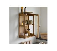 Vitrine 1 porte 40x20x60 cm en chêne naturel et verre trempé - KANO