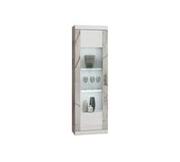 Vitrine 1 Porte Blanc Eclairage Led intégré avec Décor Latéral Aspect Marbre - EROS -