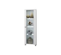 Vitrine 1 Porte Droite Laquée Blanche avec Leds - MARIKA -