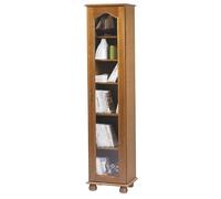 Vitrine 1 Porte Vitrée Chêne Rustique 6 Niches L 44.2 H 182.2 P 33 cm