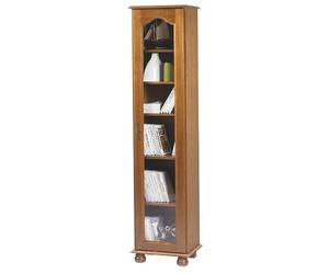 Vitrine 1 Porte Vitrée Chêne Rustique 6 Niches L 44.2 H 182.2 P 33 cm