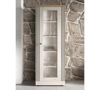 Vitrine 1 porte vitrée coloris blanc et chêne naturel YANIS