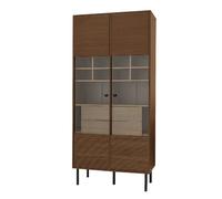 Vitrine 16,6 cm bois effet noyer en MDF avec rangement modulable