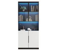 Vitrine 160/30/200 cm blanche aus panneau de particules avec LED réglable