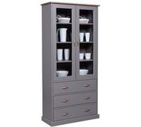 Vitrine 2 Portes 3 Tiroirs en MDF Laqué Gris Foncé - MELINA - ALTOBUY Gris G