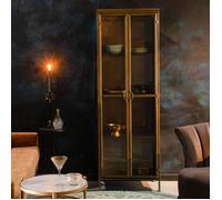 Vitrine 2 portes 63,5x41,5x184 cm en métal finition laiton vieilli