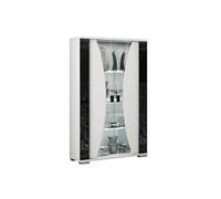 Altobuy Vitrine 2 portes Ariane Blanc - Éclairage LED intégré - Décor latéral aspect marbre noir