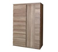 Vitrine 2 portes coulissantes ROMI - Coloris chêne dab canyon - 120 x 180 x 55 cm