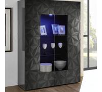Vitrine 2 portes en verre PRISMA, coloris noir
