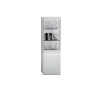 Vitrine 2 Portes Laquée Blanc Brillant Fond Imitation Marbre avec Led - CHRIS WHITE -