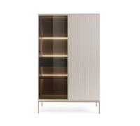 Vitrine 2 portes LEDs intégré Chêne et Noir 105 cm - MAEL