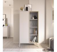 SELSEY - Vitrine 2 portes avec façade en verre VELVETO - 90 cm - Blanc